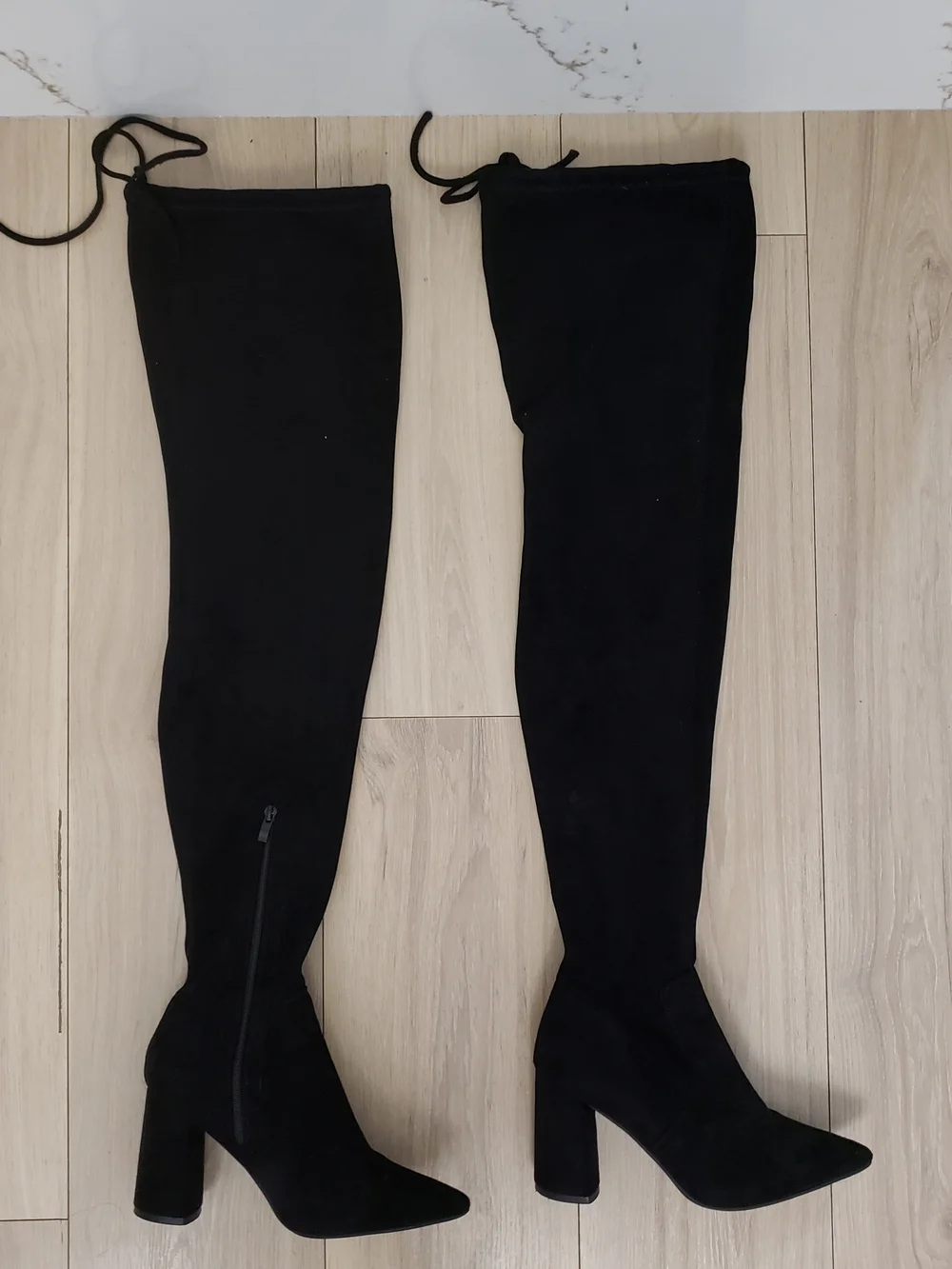 Azalea Wang Thigh High Boot‎ Womens 8.5 Black Vegan Suede Ariana Style